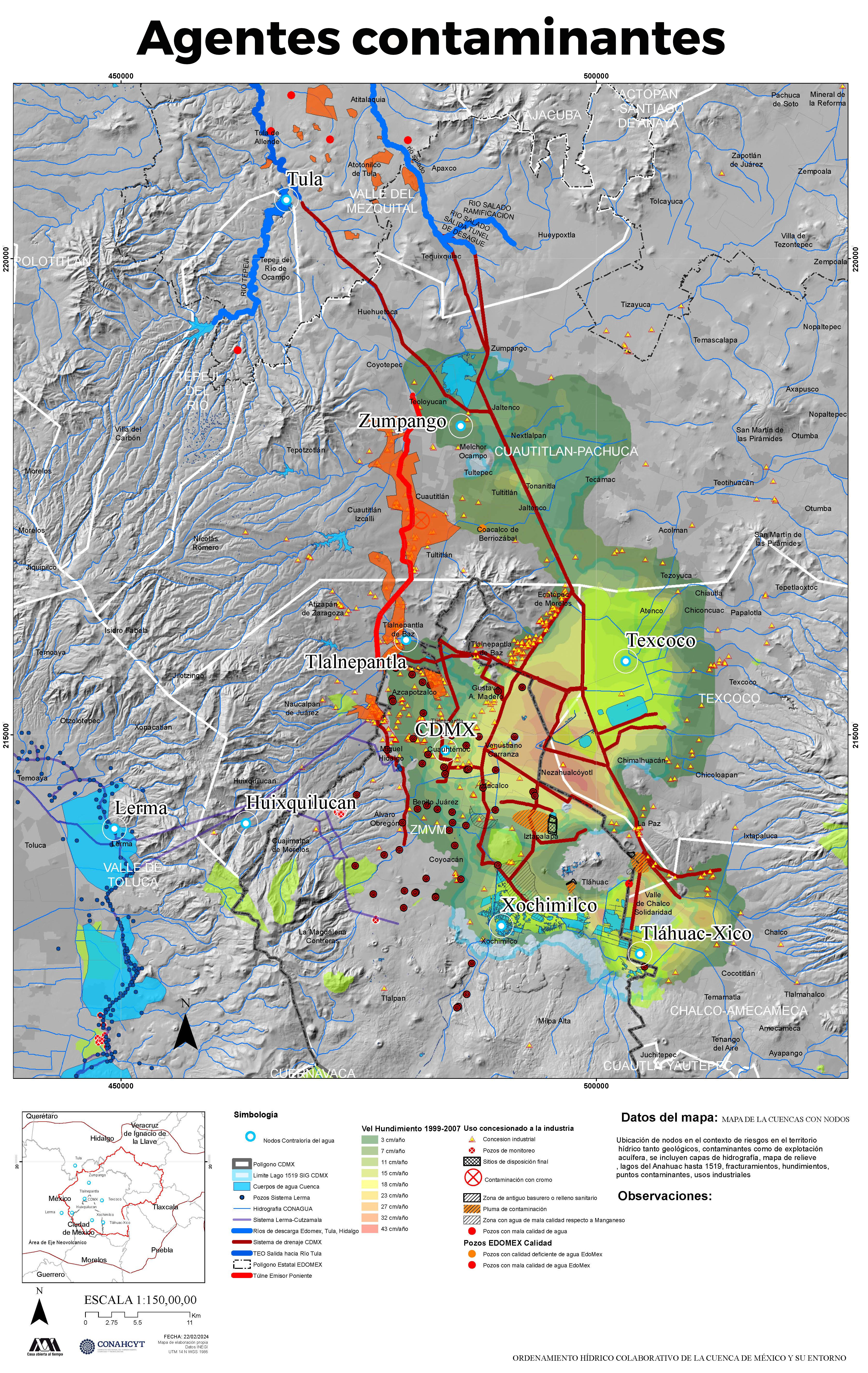 Mapa de agentes contaminantes en la Cuenca